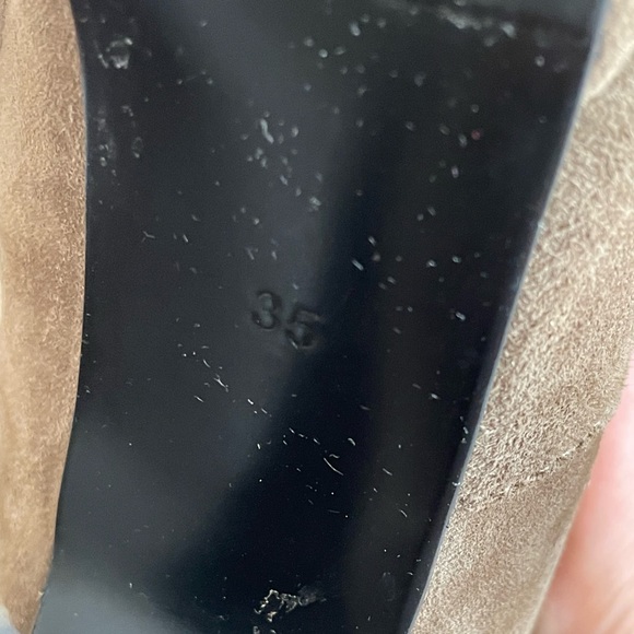 Over knee suede high heel boots, zipper, Beige with crystals, Size 35 (5) - Picture 3 of 5